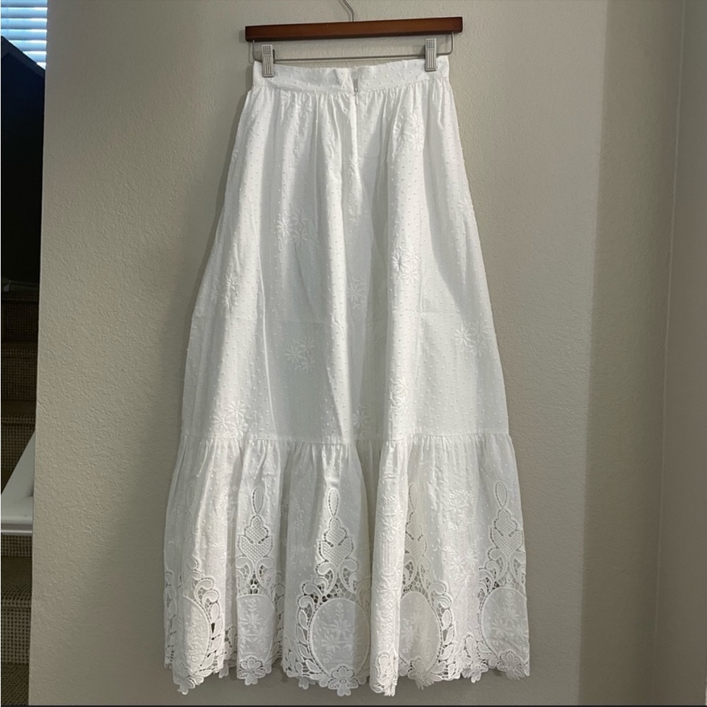 ANTONIO MELANI White Embroidered Maxi Skirt